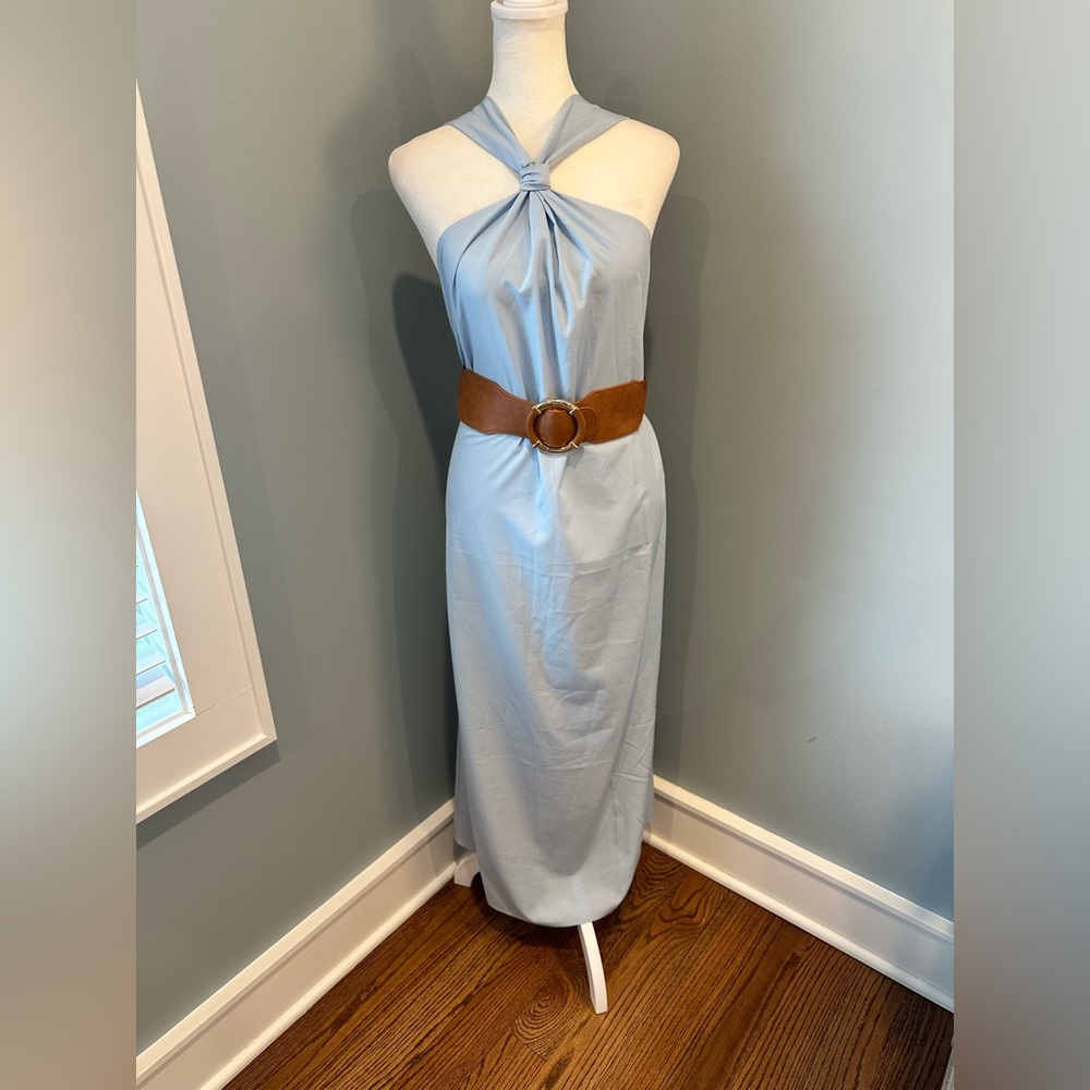 Light Blue Twist Halter Maxi Dress - Picture 5 of 7